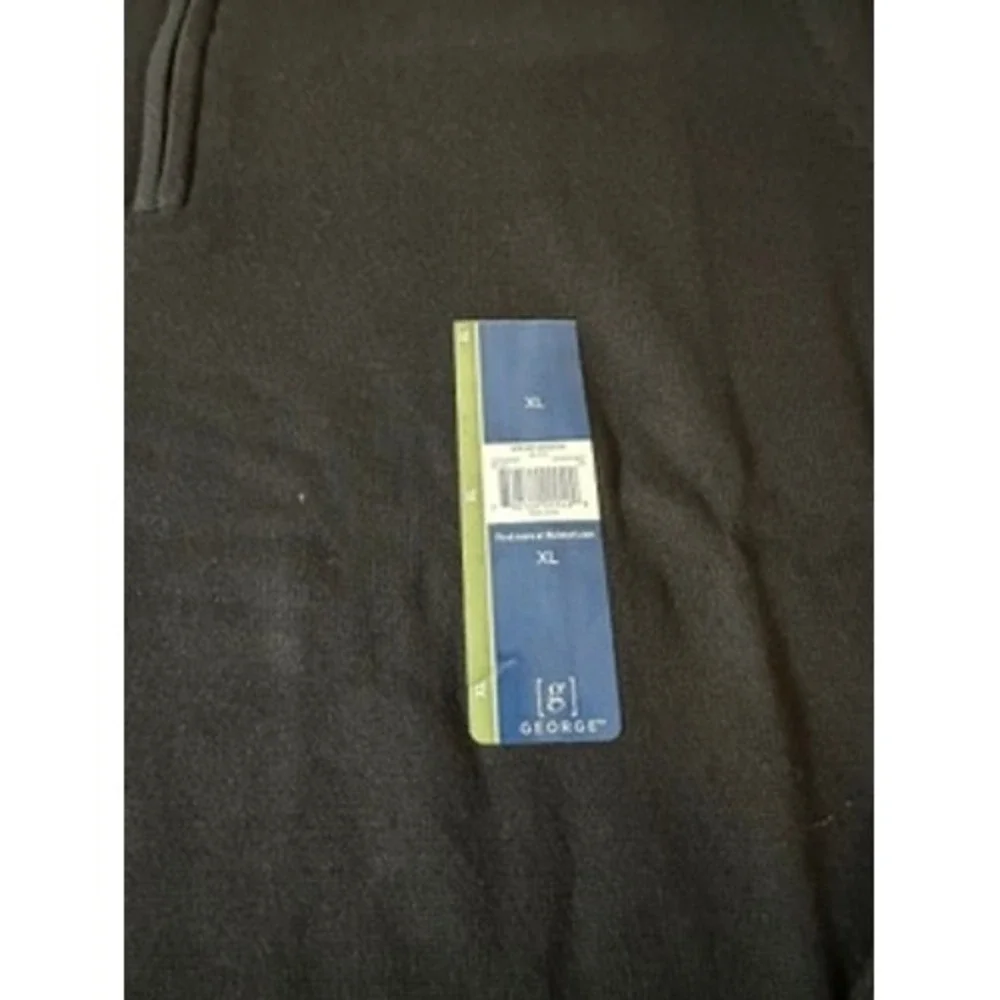 George Mens Black Quarter Zip Mock Neck Sweater XL NEW